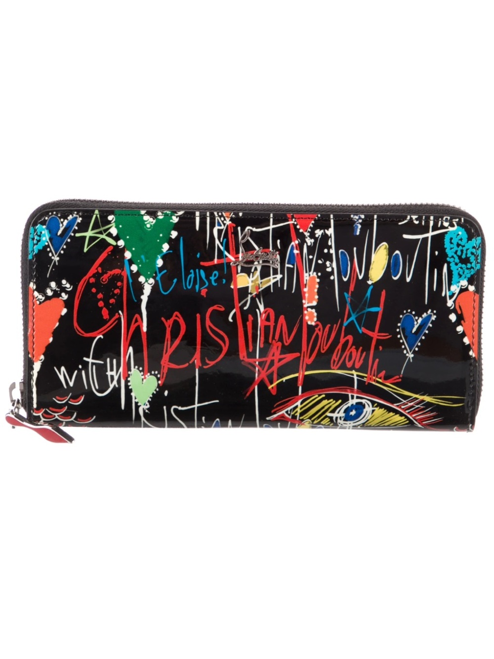 Christian Louboutin Panettone Loubitag graffiti patent leather zip-around wallet